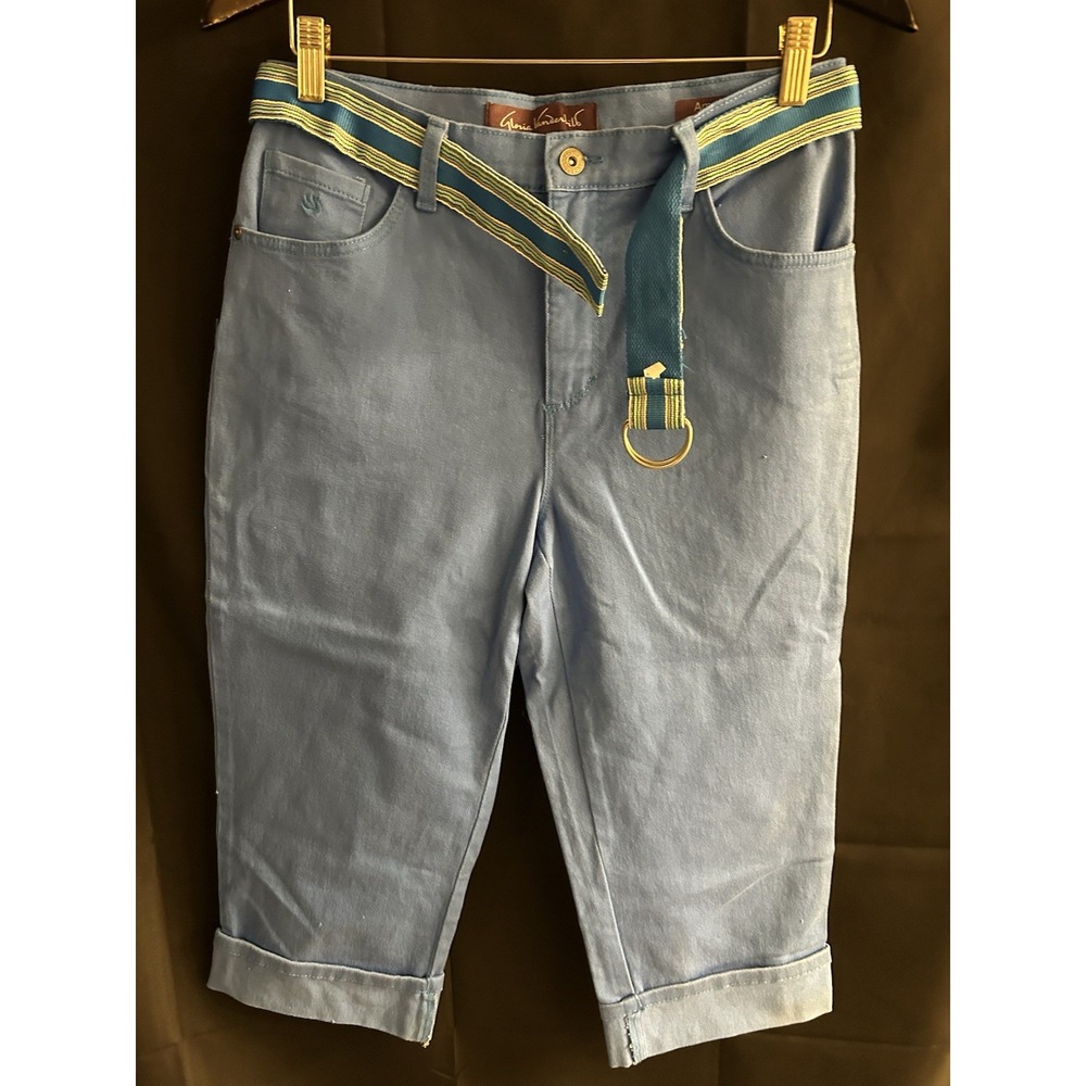 New Size 8 Gloria Vanderbilt Belted Baby Blue Capri #1513*1.3 (JFT)